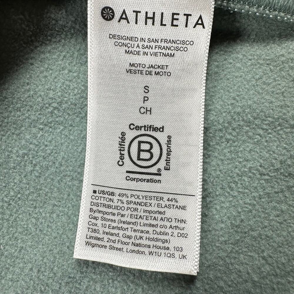 Athleta Jacket Womens Small Green Moto Full Zip Travel Commute Active Sporty - Picture 5 of 8